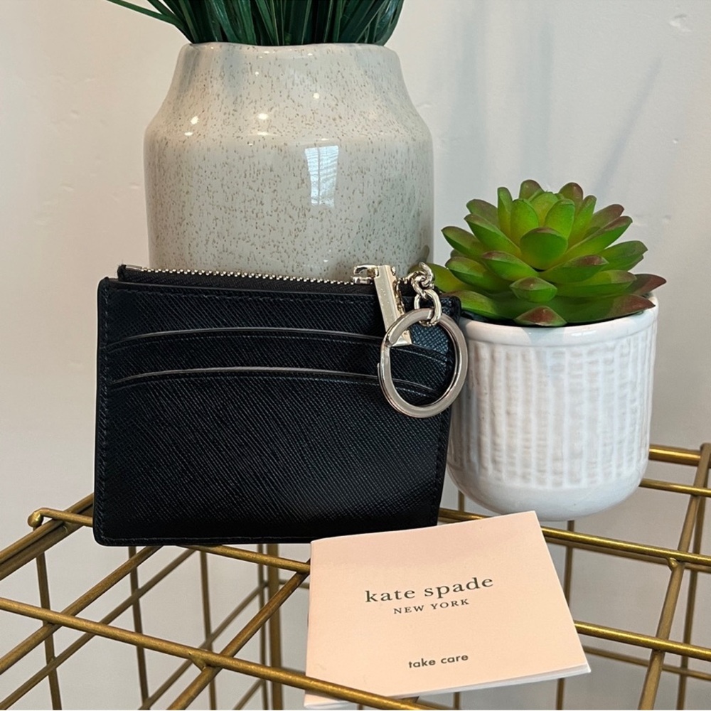 kate spade Black Saffiano Leather Cardholder with Keyring - Picture 2 of 5